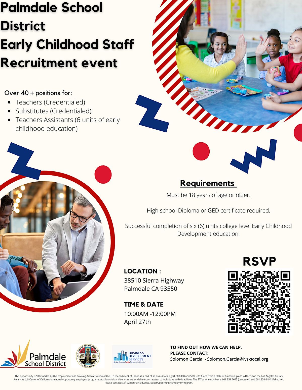 Palmdale School District Early Childhood Staff Recruitment event, AJCC