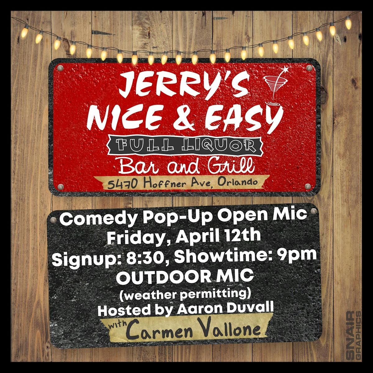 Jerrys Nice and Easy Comedy Open Mic w/Carmen Vallone, Jerry's Nice and ...