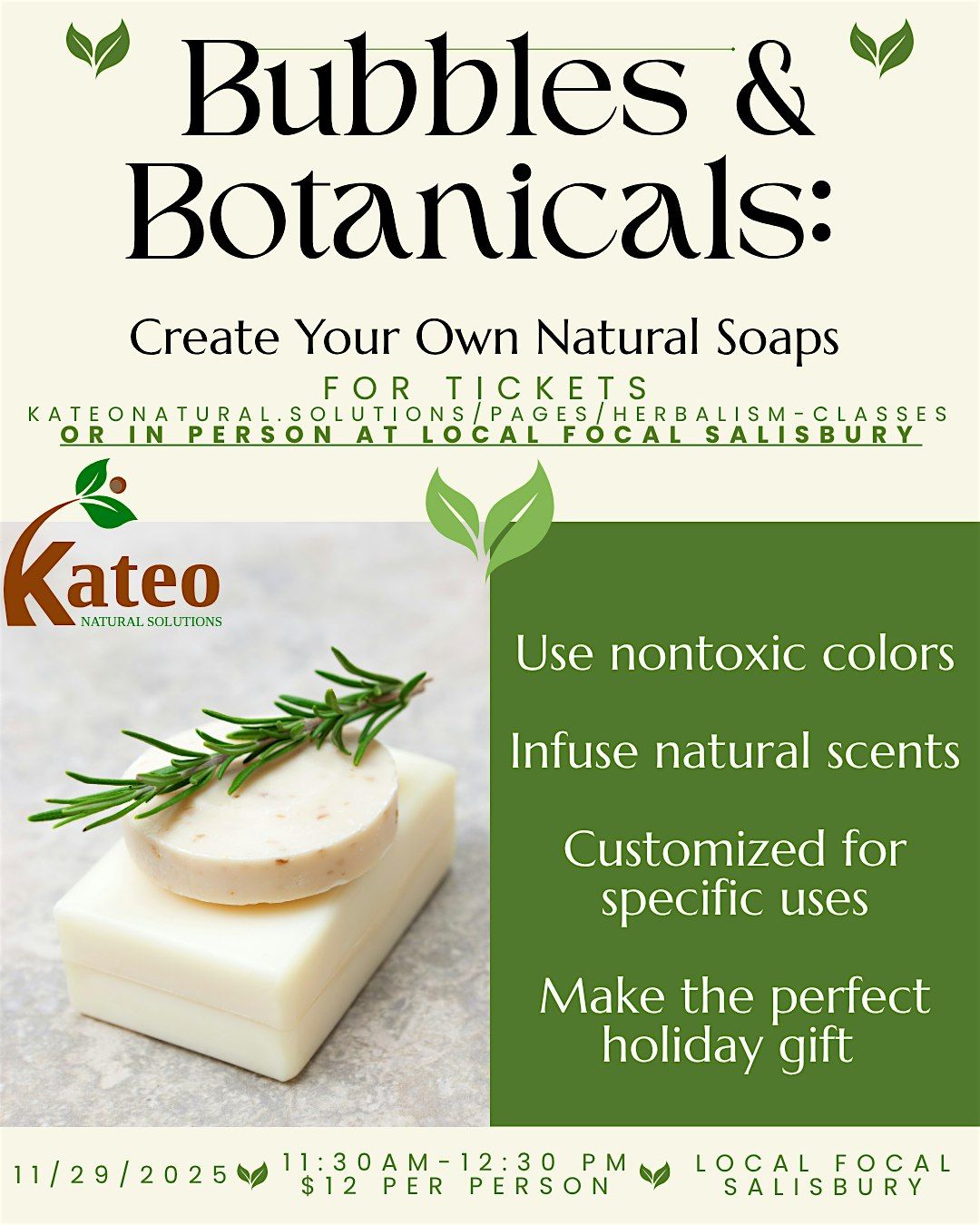 Bubbles and Botanicals - Natural Soap Making Class, 29 November | Event in Salisbury | AllEvents