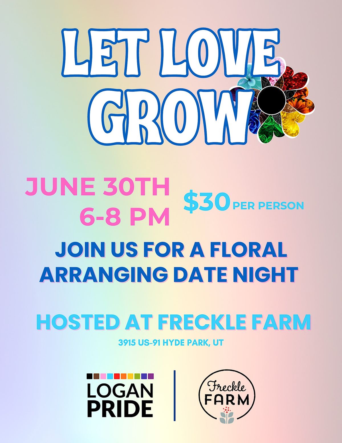 Let Love Grow Floral Arrangement Date Night with Logan Pride & Freckle