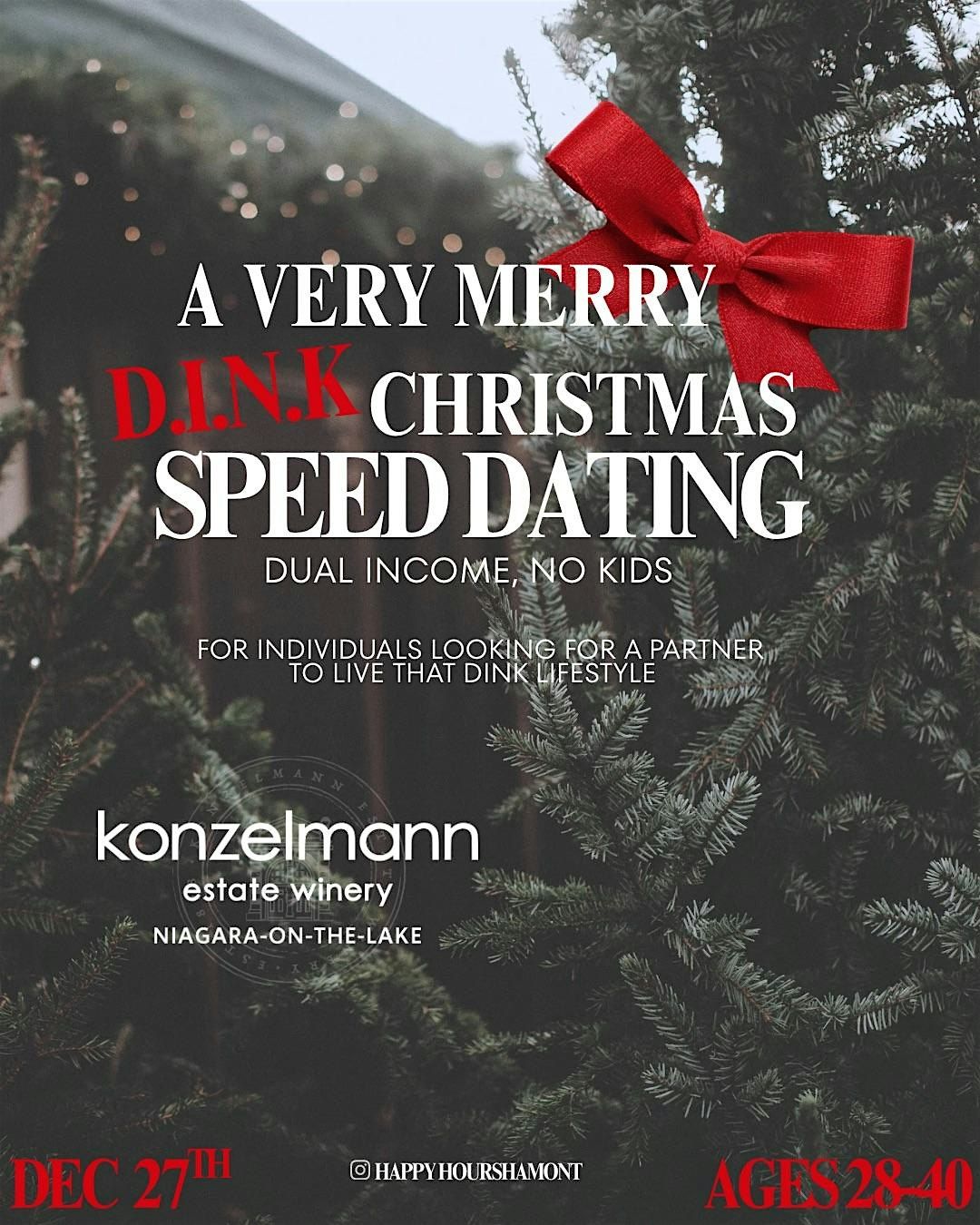 A Very Merry DINK Christmas SpeedDatingAges 28-40@Konzelmann Estates Winery, 27 December | Event in Niagara-on-the-Lake