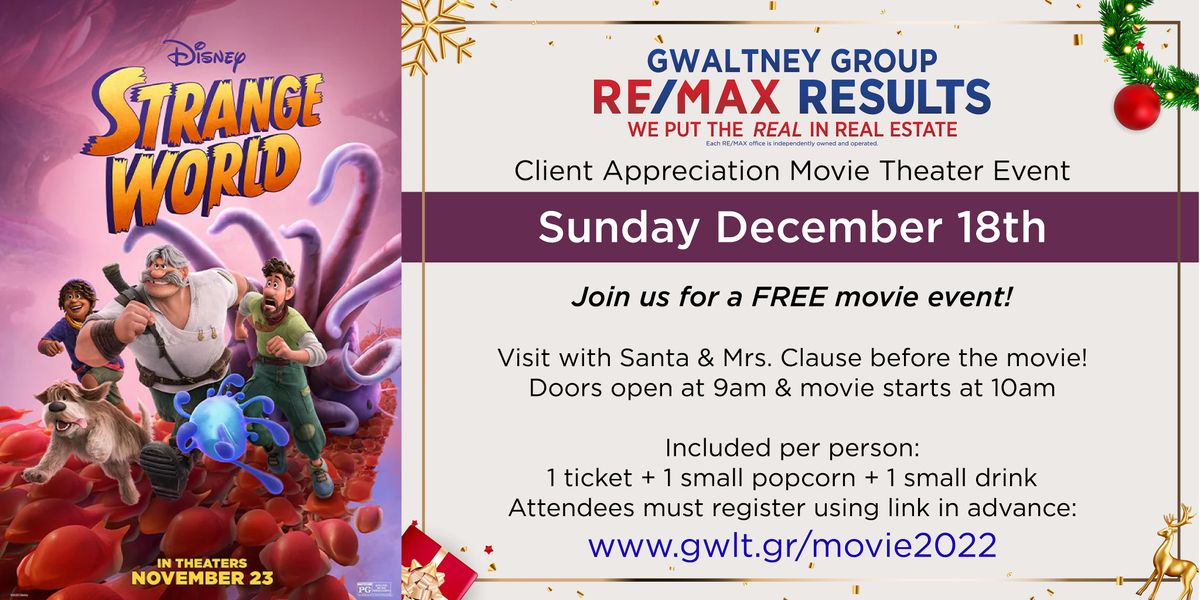 Gwaltney Group Client Appreciation Movie Theater Event Strange World