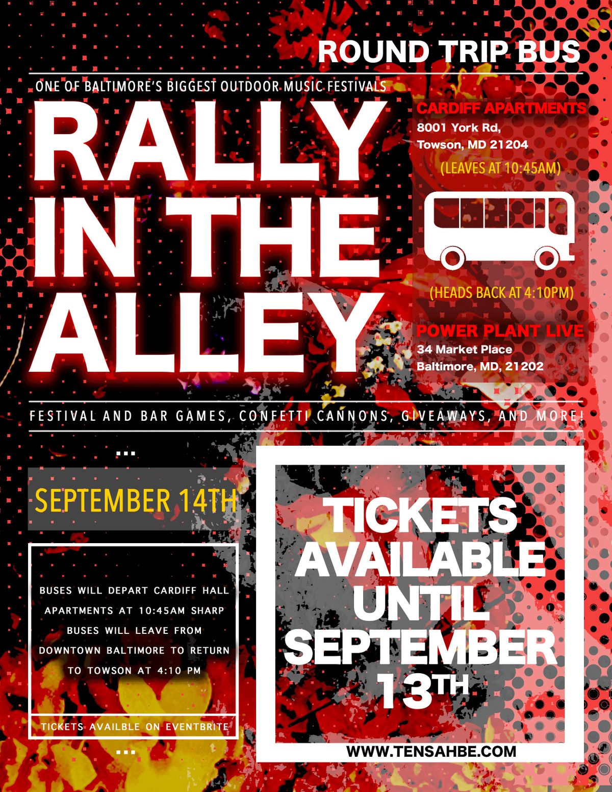 September 14th Round Trip Rally Bus Tickets At Cardiff Hall