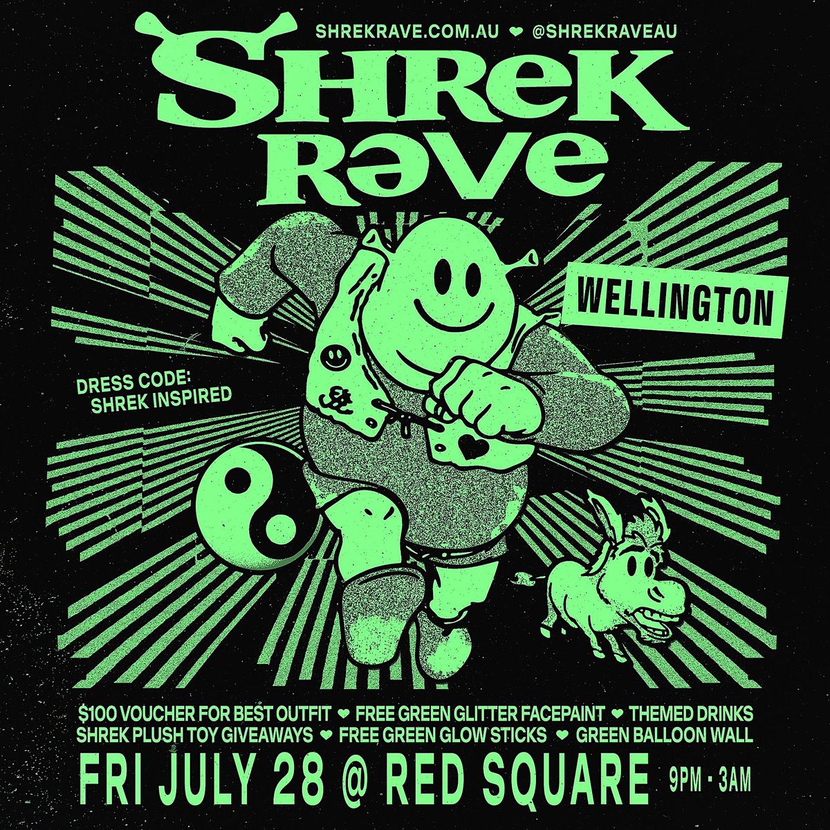 Shrek Rave Wellington, Red Square Bar, Te Aro, 28 July to 29 July ...