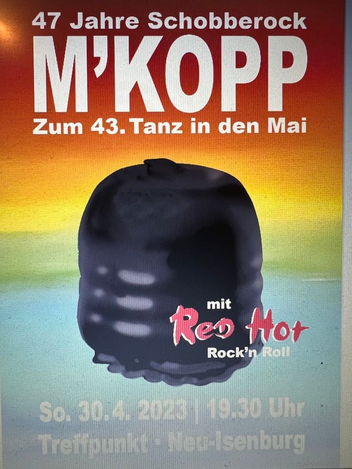 Live Konzert Tanz in den Mai mit M´Kopp und Red Hot, Treffpunkt Neu