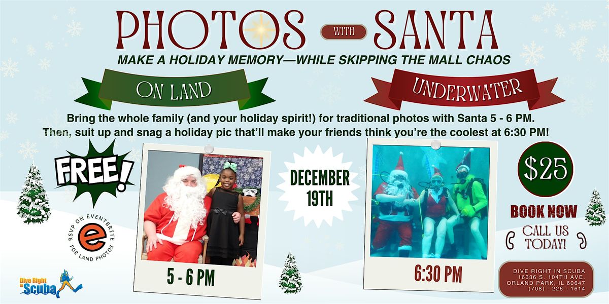 Photos With Santa + Underwater Scuba Santa Sessions, 19 December | Event in Orland Park | AllEvents