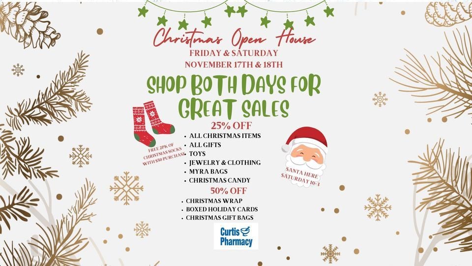 Christmas Open House, Curtis Pharmacy, Claysville, November 17 to