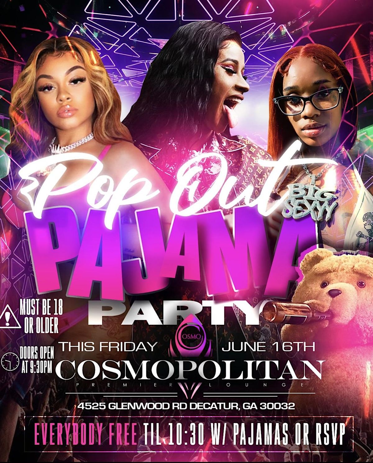 Popout Pajama Party At Cosmo, Cosmopolitan Premier Lounge, Decatur, 16