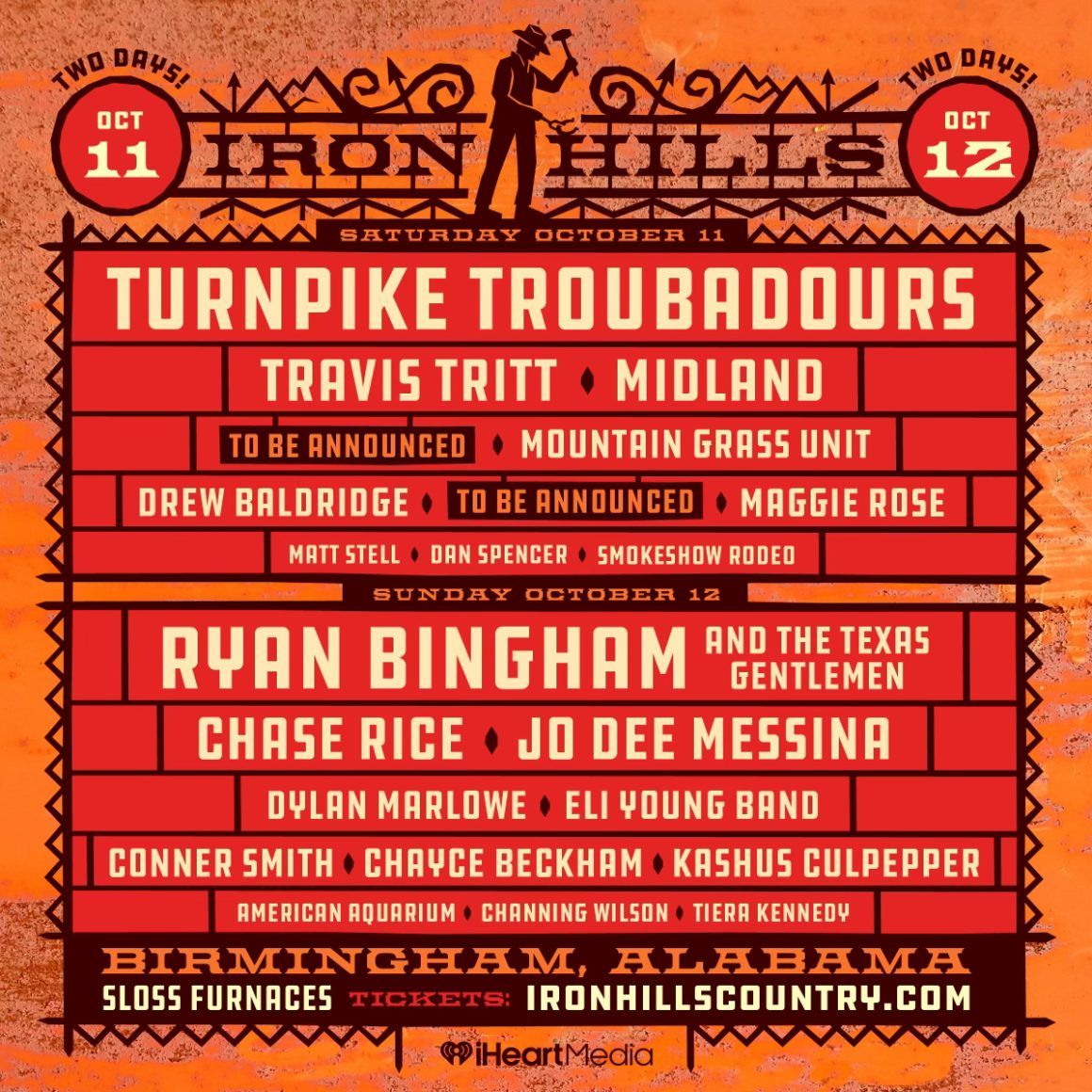 Iron Hills Music Festival: Turnpike Troubadours  Travis Tritt & Midland - Saturday, 10 October | AllEvents
