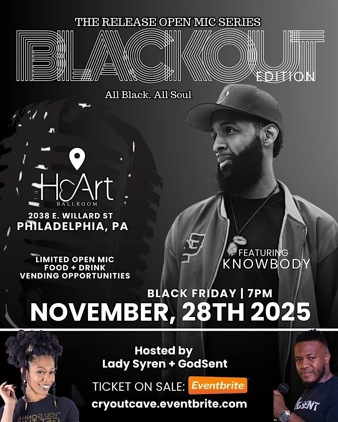 The RELEASE Open Mic Philly | BLACKOUT Edition (ft Knowbody), 28 November | Event in Philadelphia | AllEvents