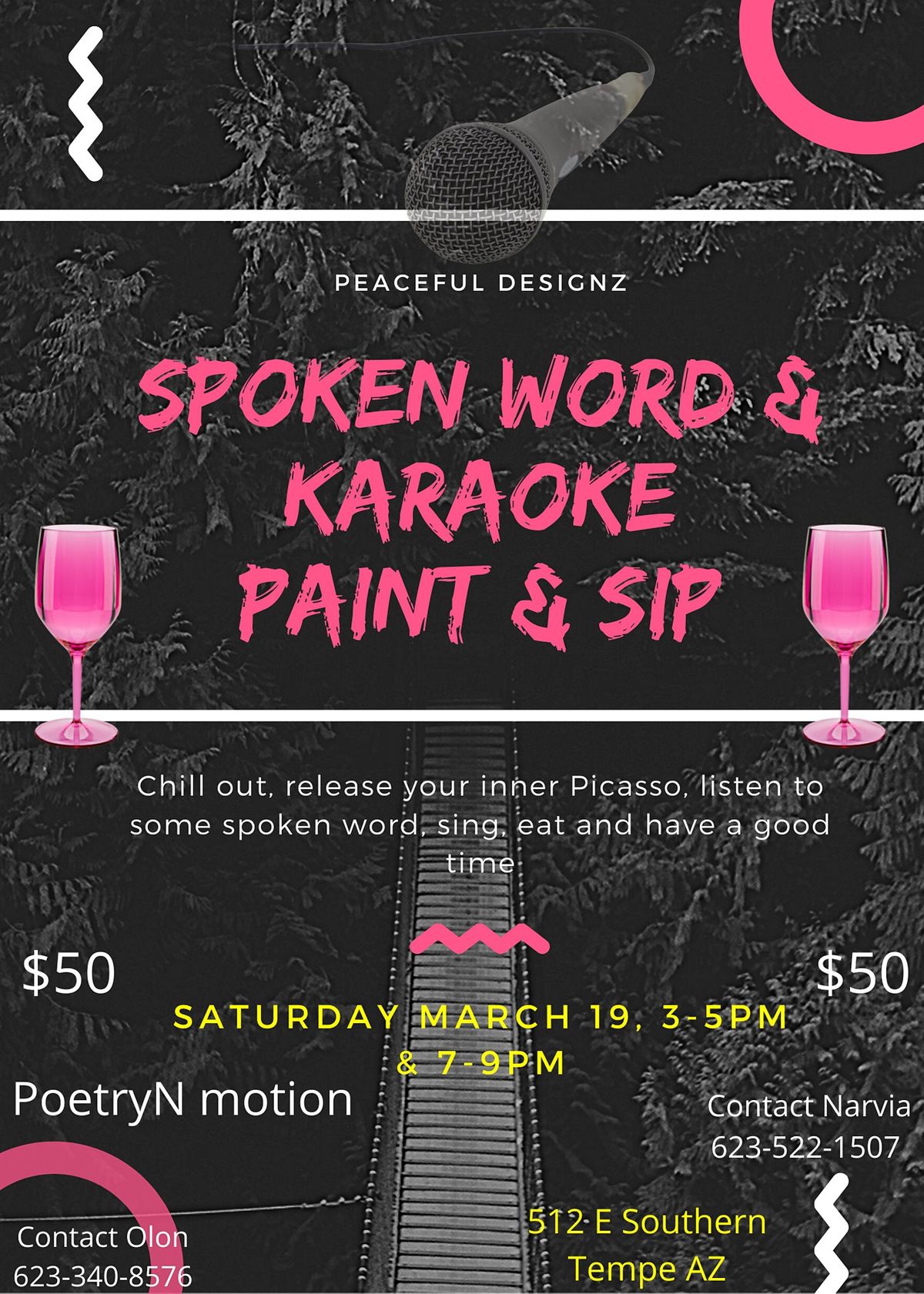 Paint & Sip Spoken word and Karaoke, 512 E Southern Ave, Tempe, March