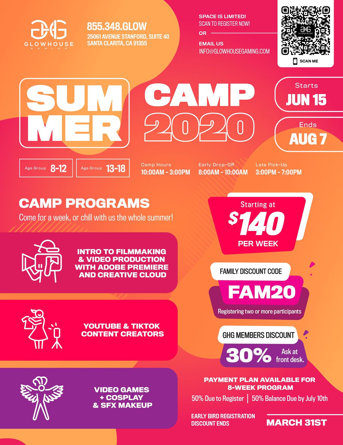 Summer Camp 2020 At Glowhouse Santa Clarita