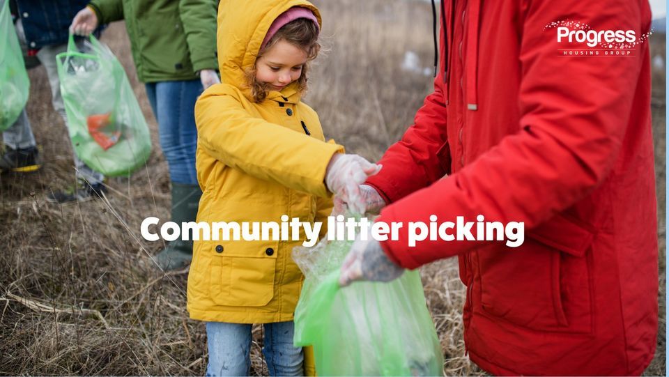 Community litter pick Lower Lane, Lower Lane estate, Freckleton, Preston, 6 March 2024