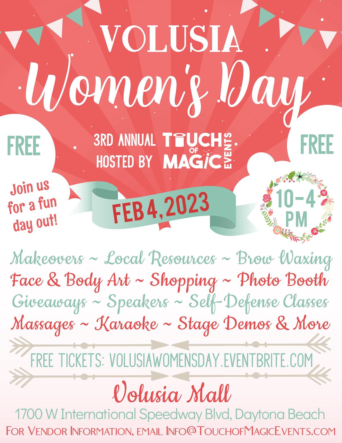Daytona Beach Calendar Of Events 2023 Volusia Womens Day, Volusia Mall, Daytona Beach, February 4 2023 |  Allevents.in