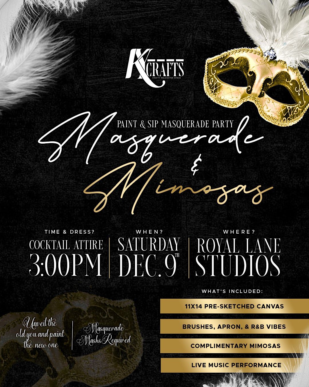 Masquerade & Mimosas Paint & Sip Party, 6400 Maple Ave, Dallas