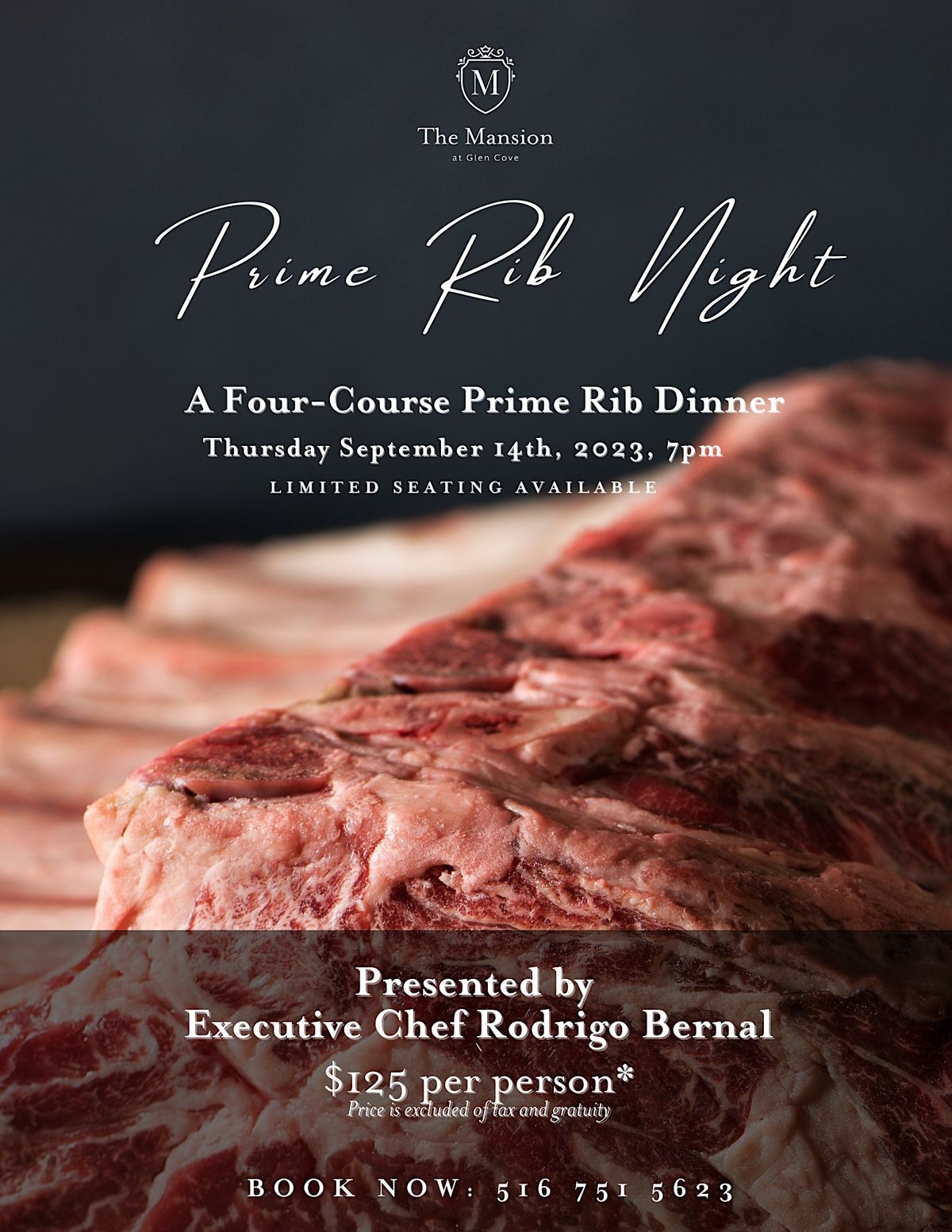 Prime Rib Night at The Mansion, The Mansion at Glen Cove, 14 September ...