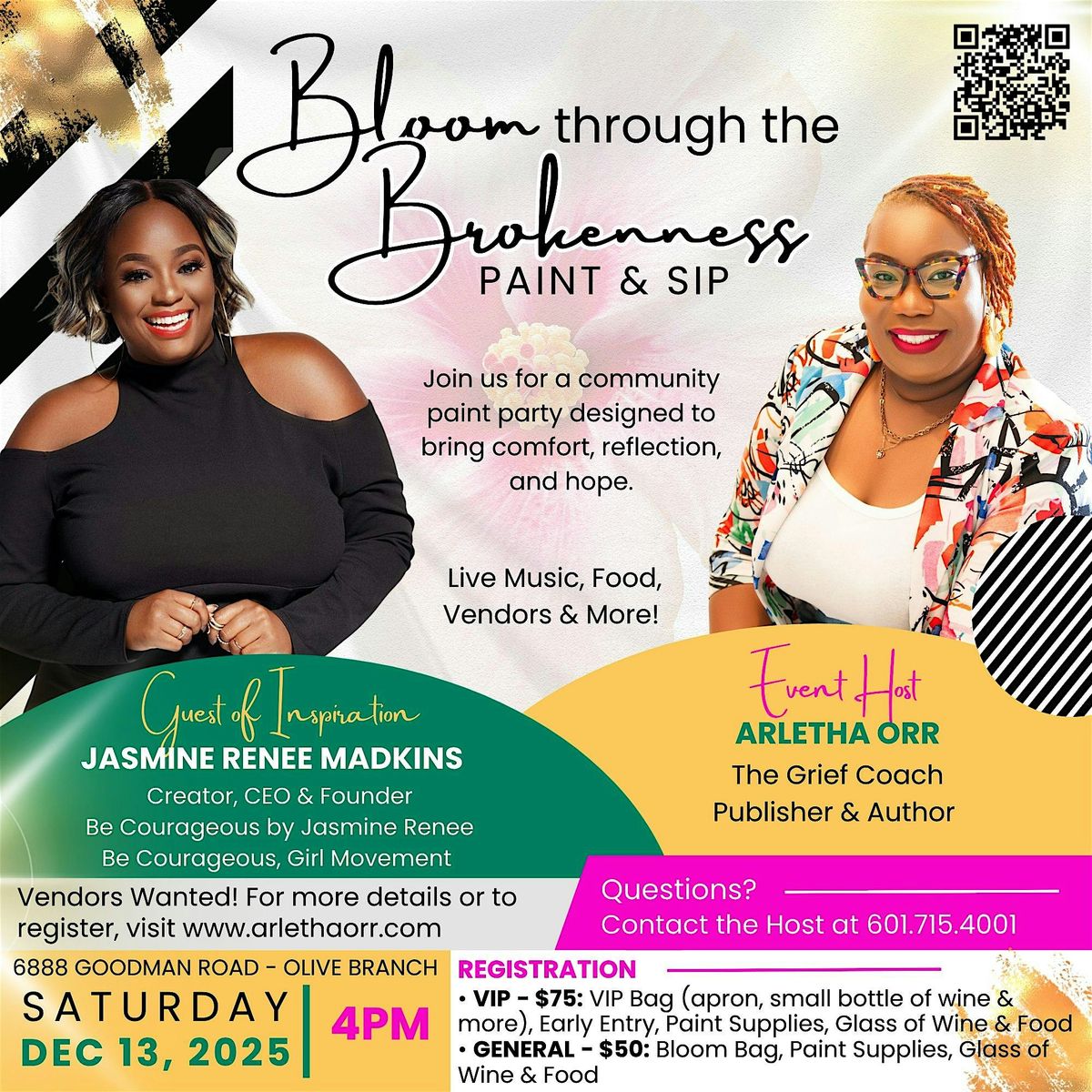 Bloom through the Brokenness - Paint & Sip, 13 December | Event in Olive Branch | AllEvents