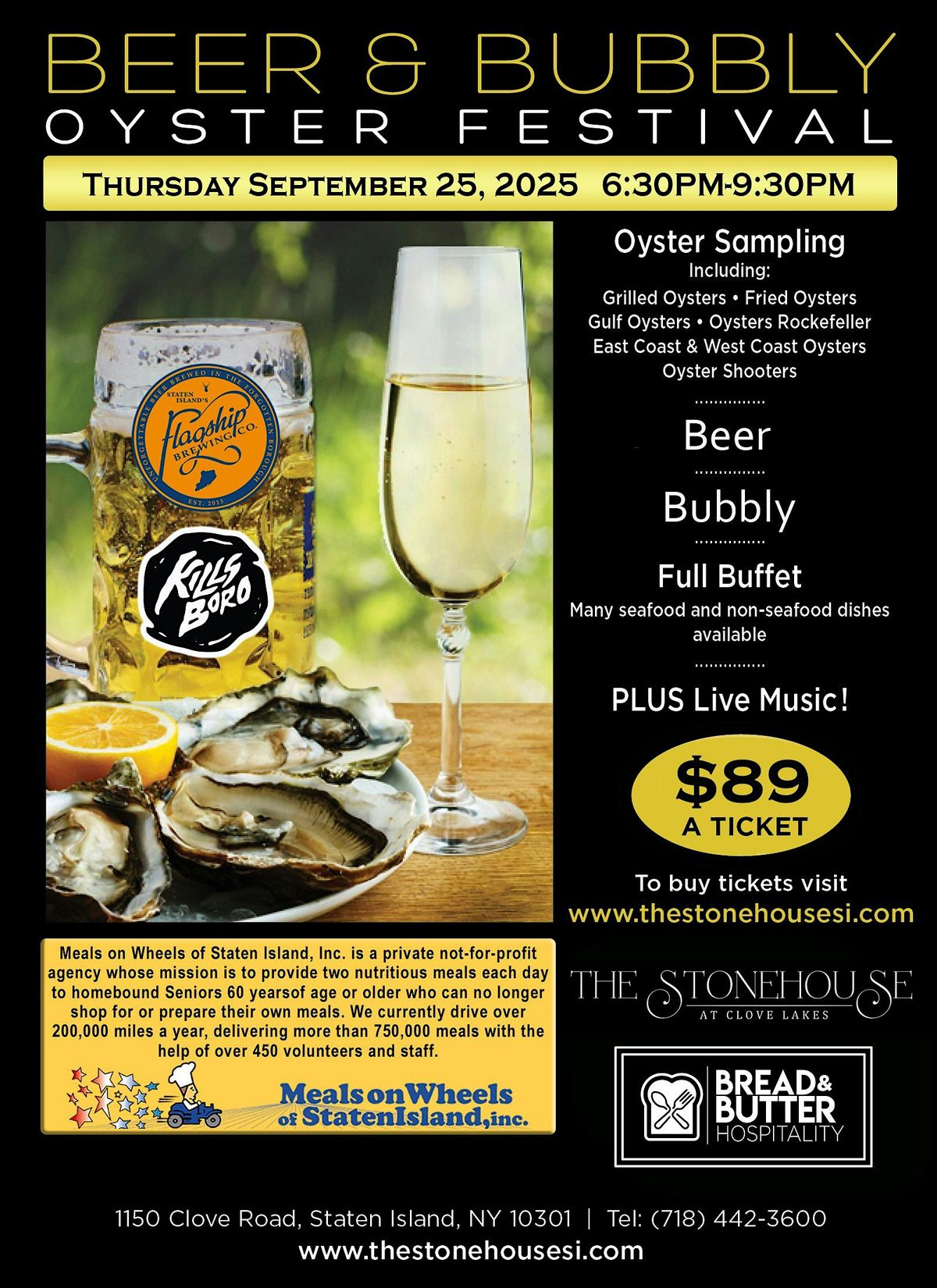 Beer & Bubbly Oyster Fesitval, 25 September | Event in Staten Island | AllEvents