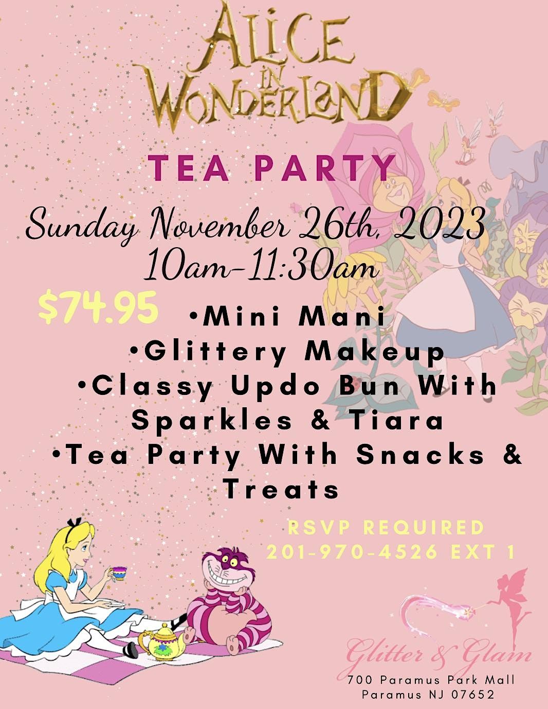 Alice in Wonderland Tea Party!, Glitter & Glam, Paramus, November 26