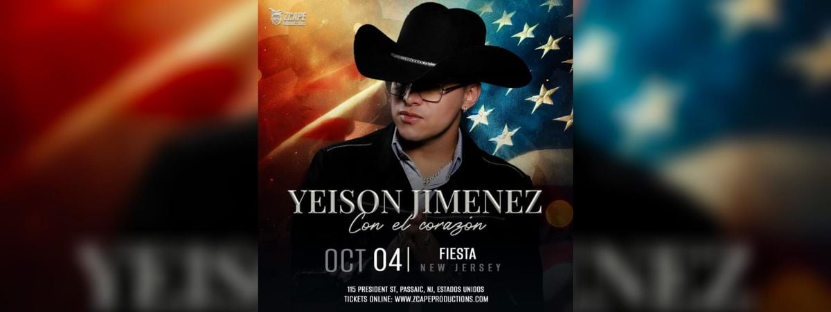 YEISON JIMENEZ CON EL CORAZON EN PASSAIC, 4 October | Event in Passaic | AllEvents