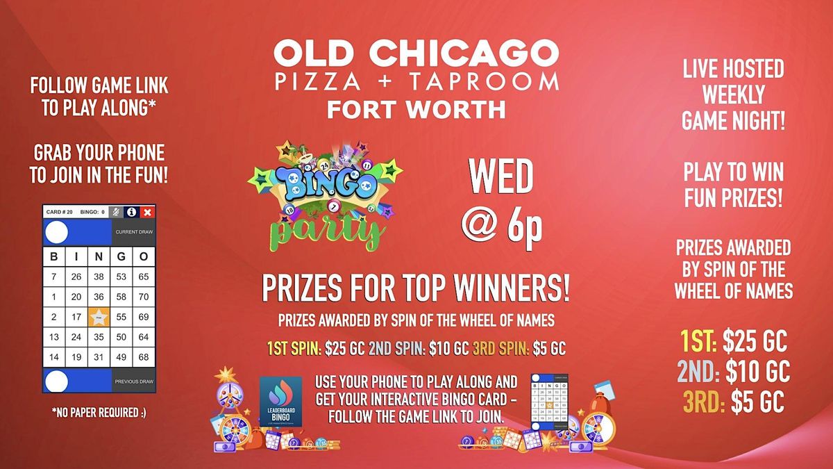 BINGO Game Night Old Chicago Fort Worth TX, Old Chicago Pizza + Taproom, Fort Worth, 22