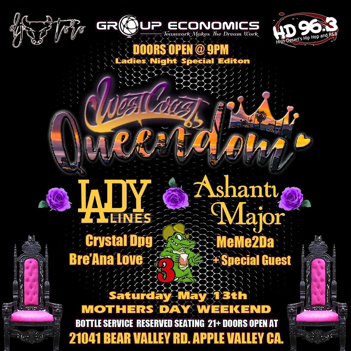 WEST COAST QUEENDOM, Gators Sports Bar And Grill, Apple Valley, May 13