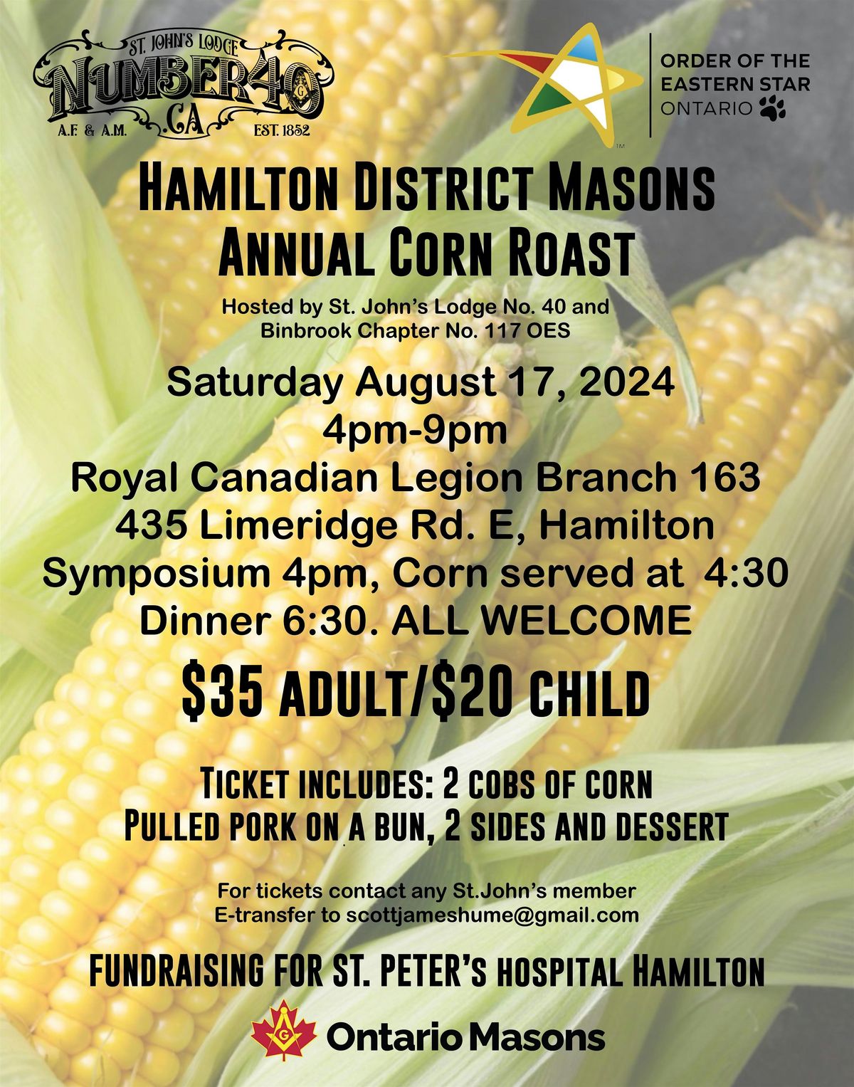 Corn Roast Hamilton Masons and OES, Royal Canadian Legion Branch 163