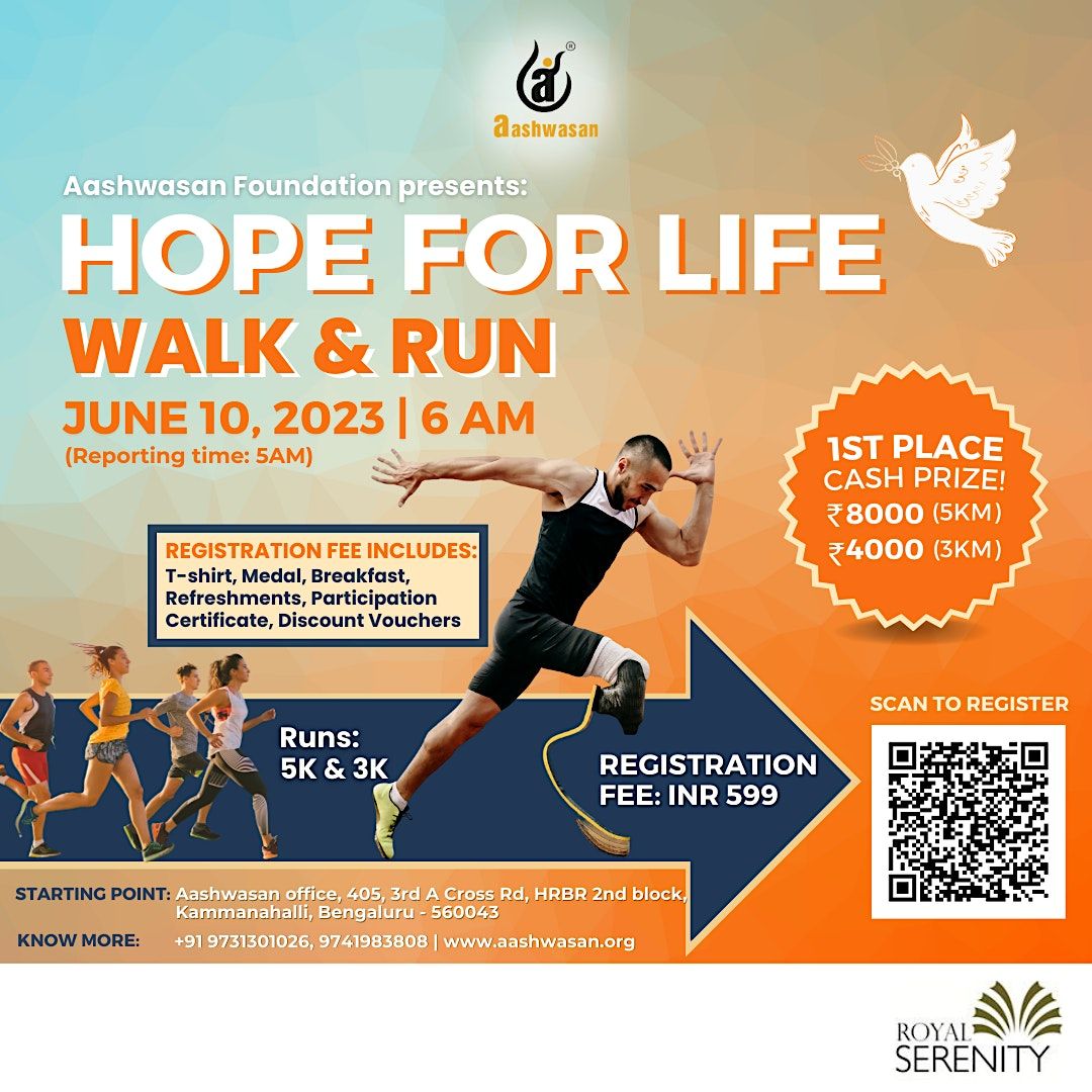 "Hope For Life": Aashwasan Walk and Run (5K & 3K), Aashwasan Head