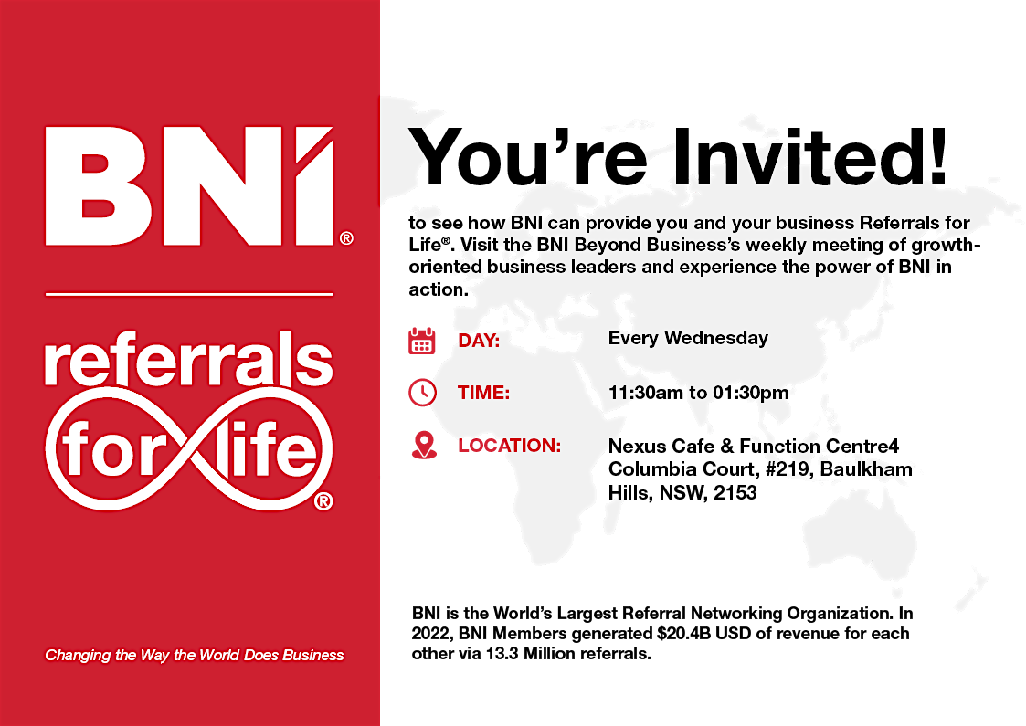 BNI Beyond Business  Open Day!! | Event in Baulkham Hills | AllEvents