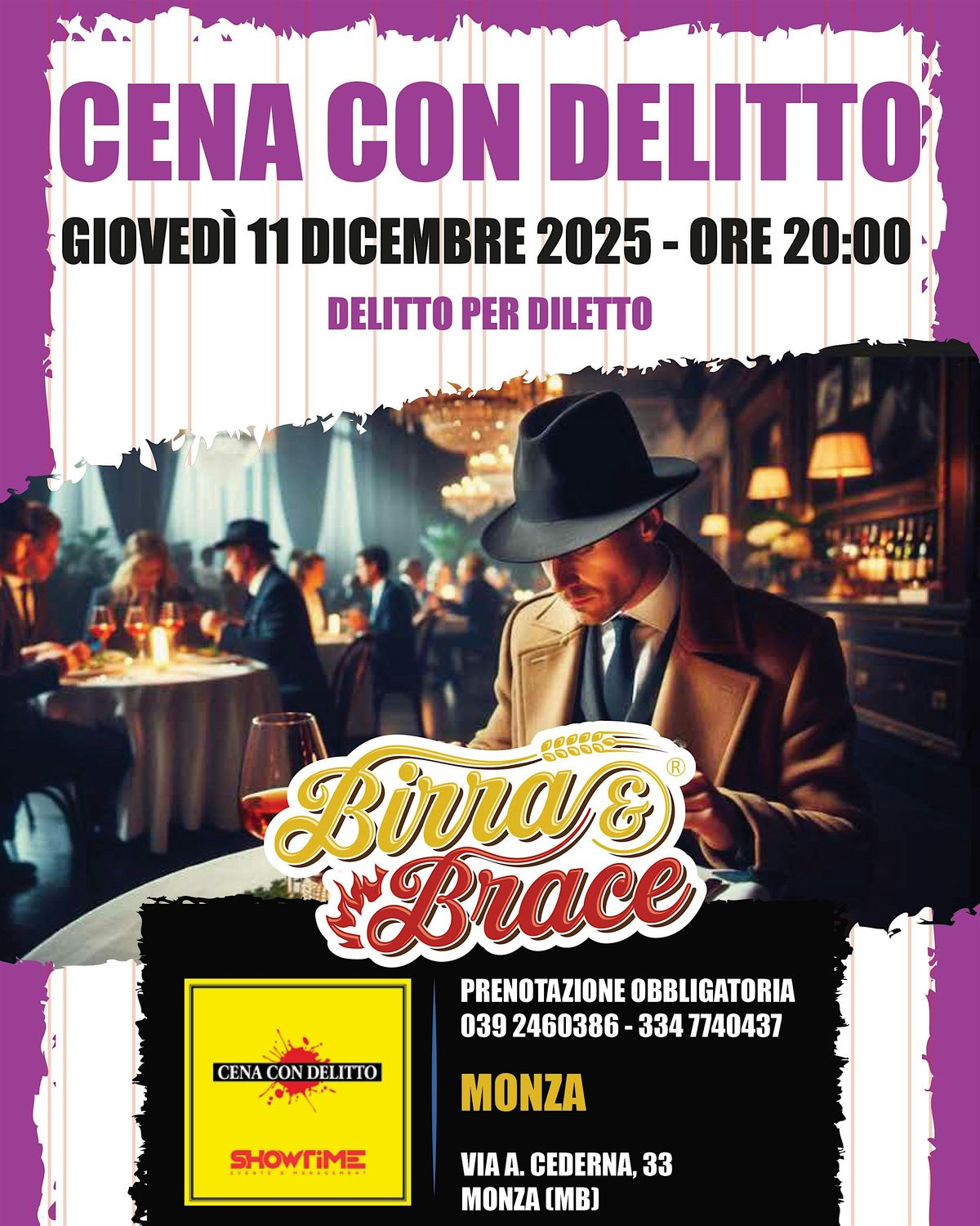 Cena con delitto al Birra&Brace Monza, 11 December | Event in Monza | AllEvents