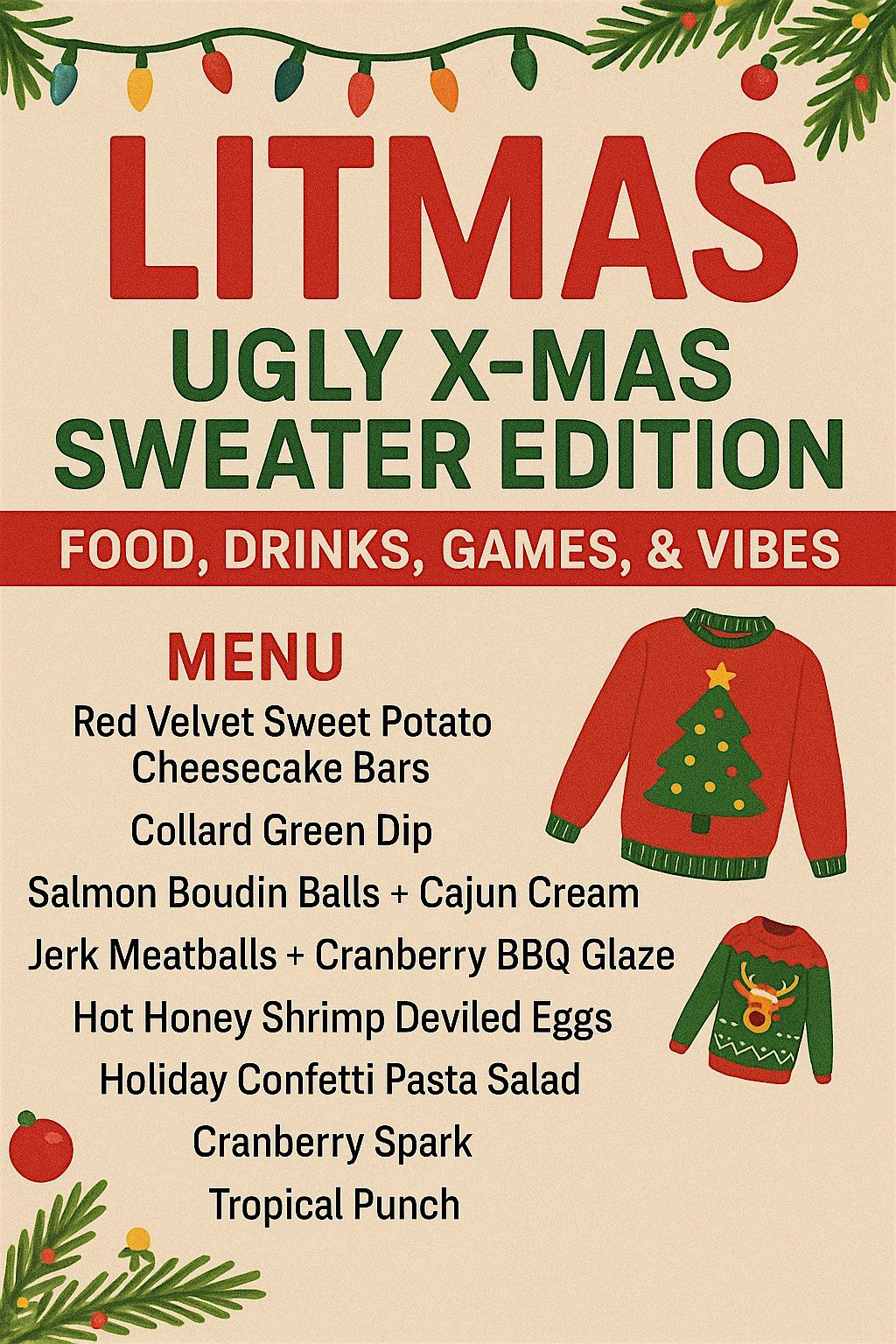 LITMAS: Ugly Christmas Sweater Edition, 13 December | Event in Anderson | AllEvents