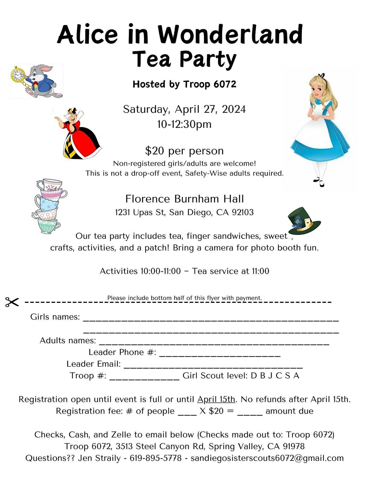 Alice In Wonderland Tea Party Mothers Day Tea, Girl Scouts of San