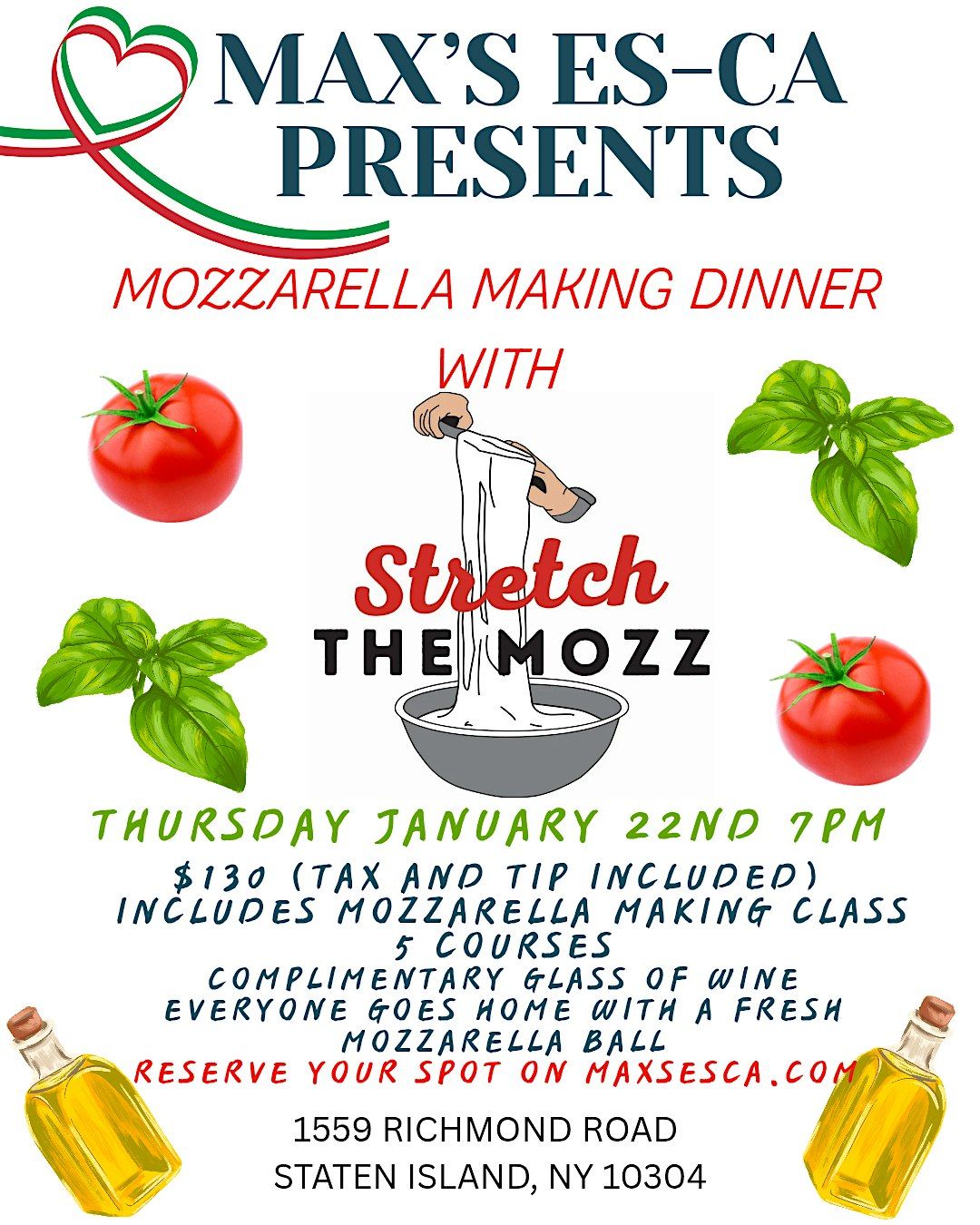 FRESH MOZZARELLA MAKING DINNER, 22 January | Event in Staten Island | AllEvents