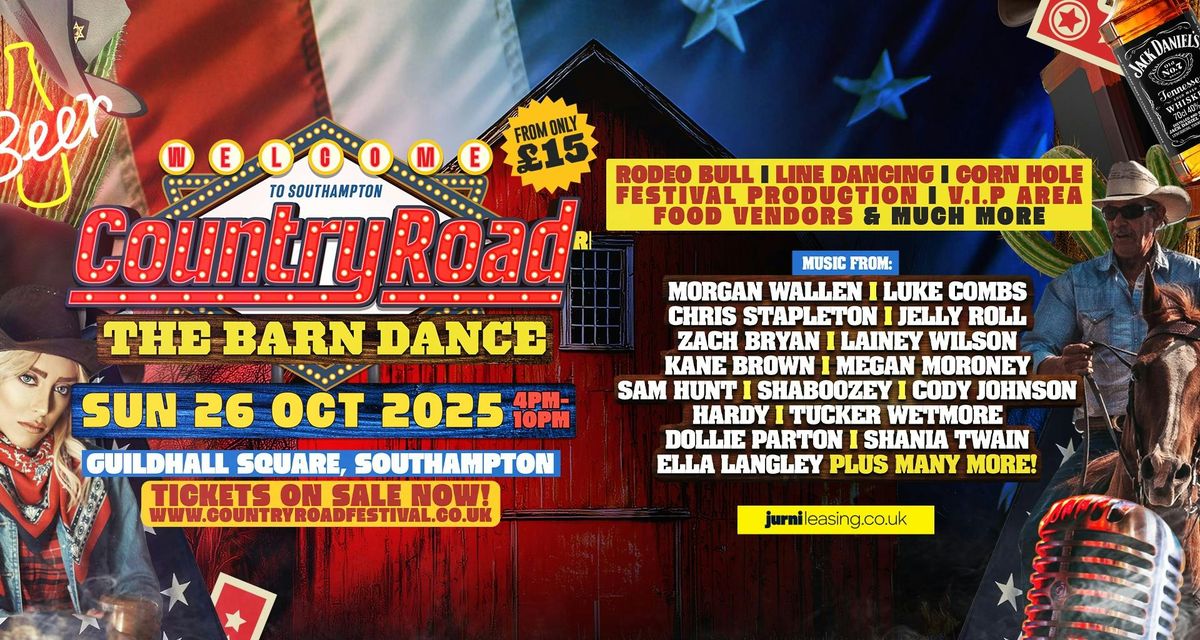 COUNTRY ROAD BARN DANCE – SOUTHAMPTON! OCTOBER 26th Guildhall Sqaure! ﻿🎶, 26 October | Event in Southampton