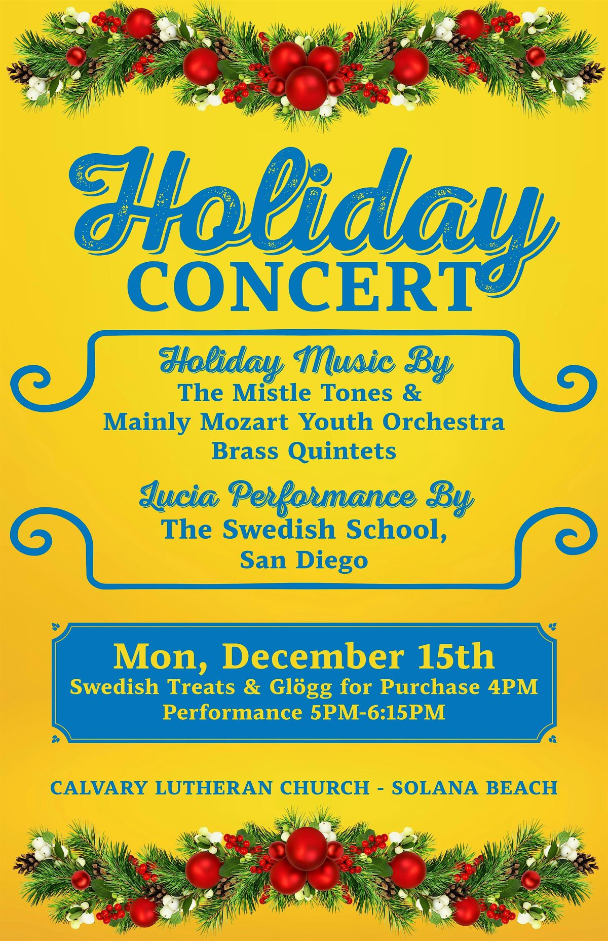 2025 Holiday Concert and Lucia Performance, 15 December | Event in Solana Beach | AllEvents
