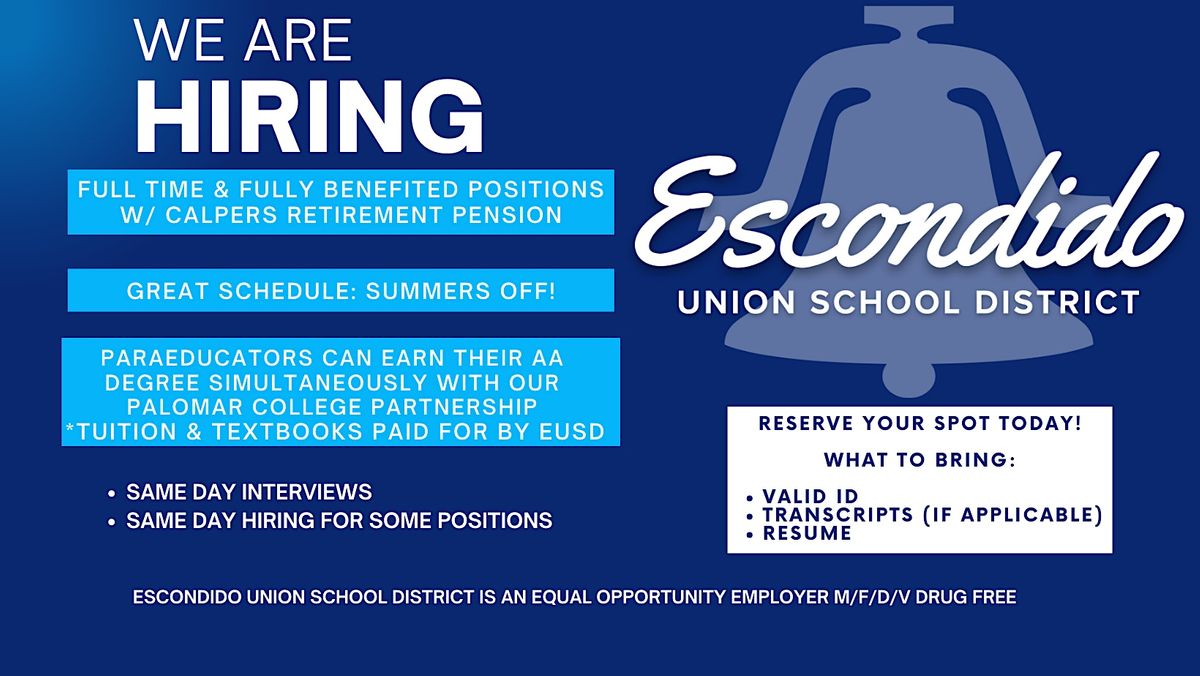 In Person Hiring Event, The Carliyn Gilbert Education Center (District