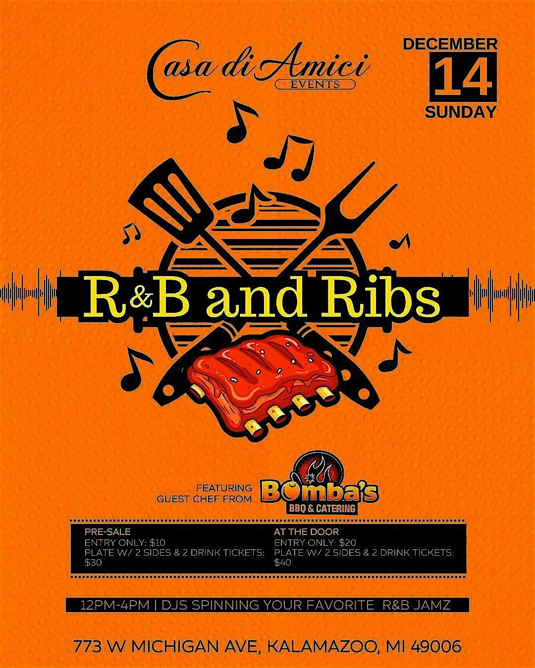 R&B and Ribs at Casa Di Amici, 14 December | Event in Kalamazoo | AllEvents