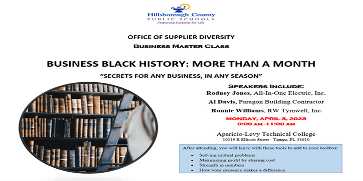 HCPS-OSD: 2023 Business Black History - Business Master Class April 3 HCPS-OSD: 2023 Business Black History - Business Master Class April 3