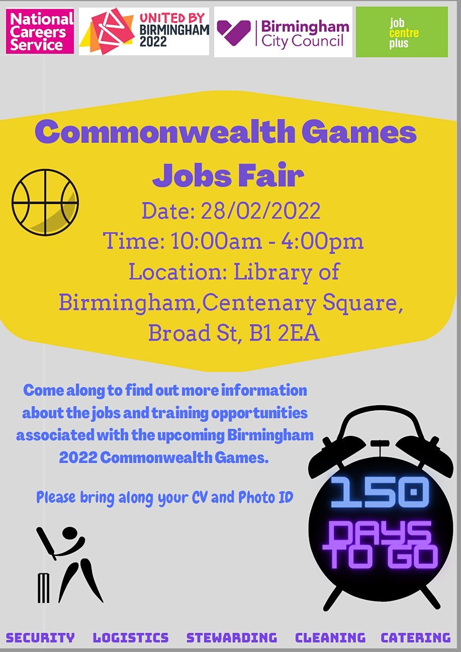 Commonwealth Games Birmingham 2022 Jobsfair, The Library of Birmingham,  February 28 2022 | AllEvents.in