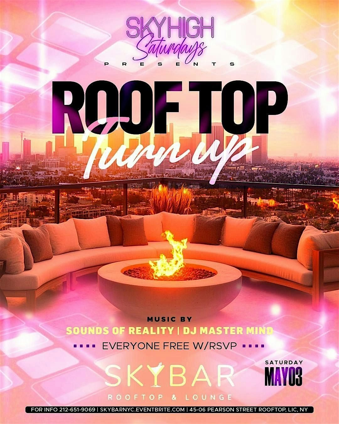 Everyone Free Sky high Saturdays At Sky Bar Roof Top, 17 May | Event in Queens | AllEvents