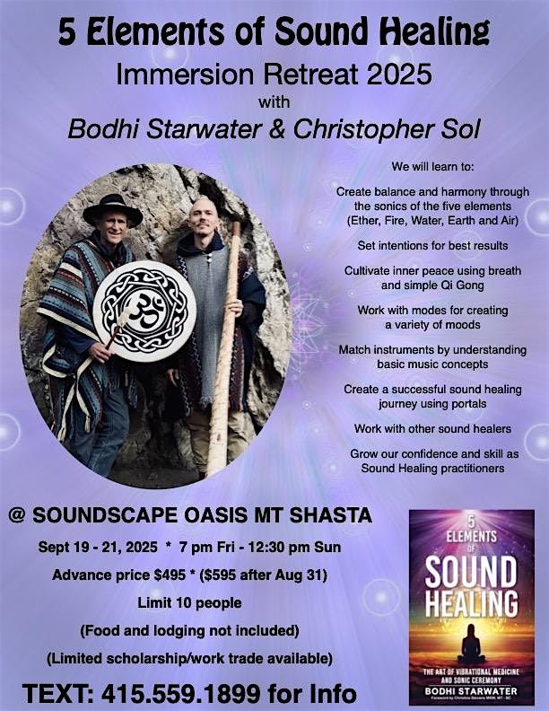 Sound Healing Master Class Immersion  with Starwater & Sol Mt Shasta, 19 September | Event in Mt Shasta