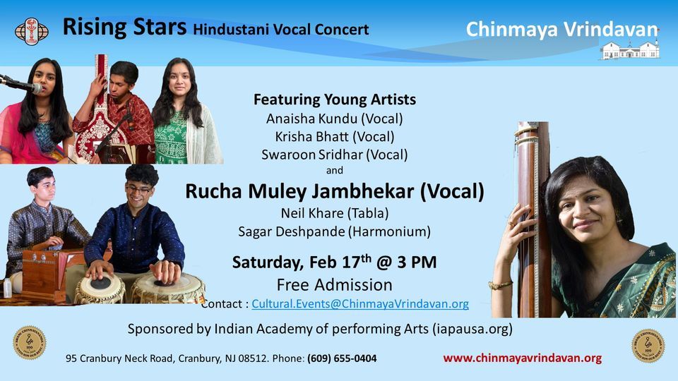 Rising Stars Hindustani Vocal Concert, 95 Cranbury Neck Rd, Cranbury, NJ, United States, New