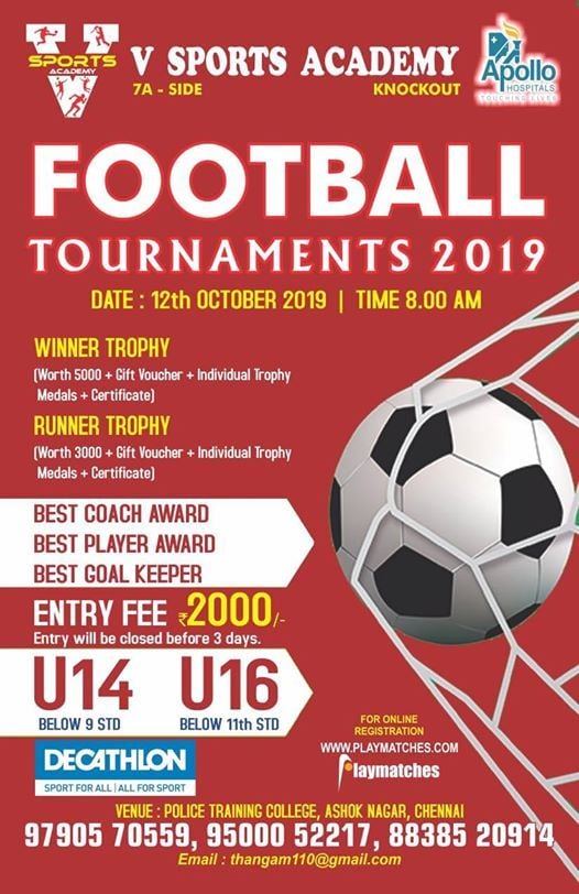 VSports Academy Football Tournament 2019, Ontro Tournaments, Chennai, October 12 2019