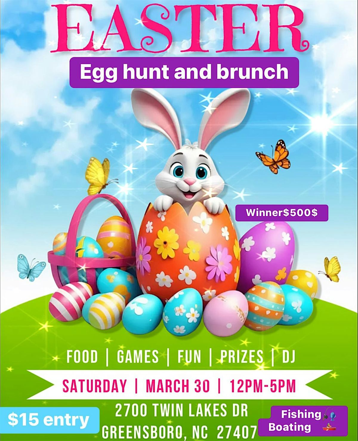 Easter egg hunt and brunch with the queens, 2700 Twin Lakes Dr