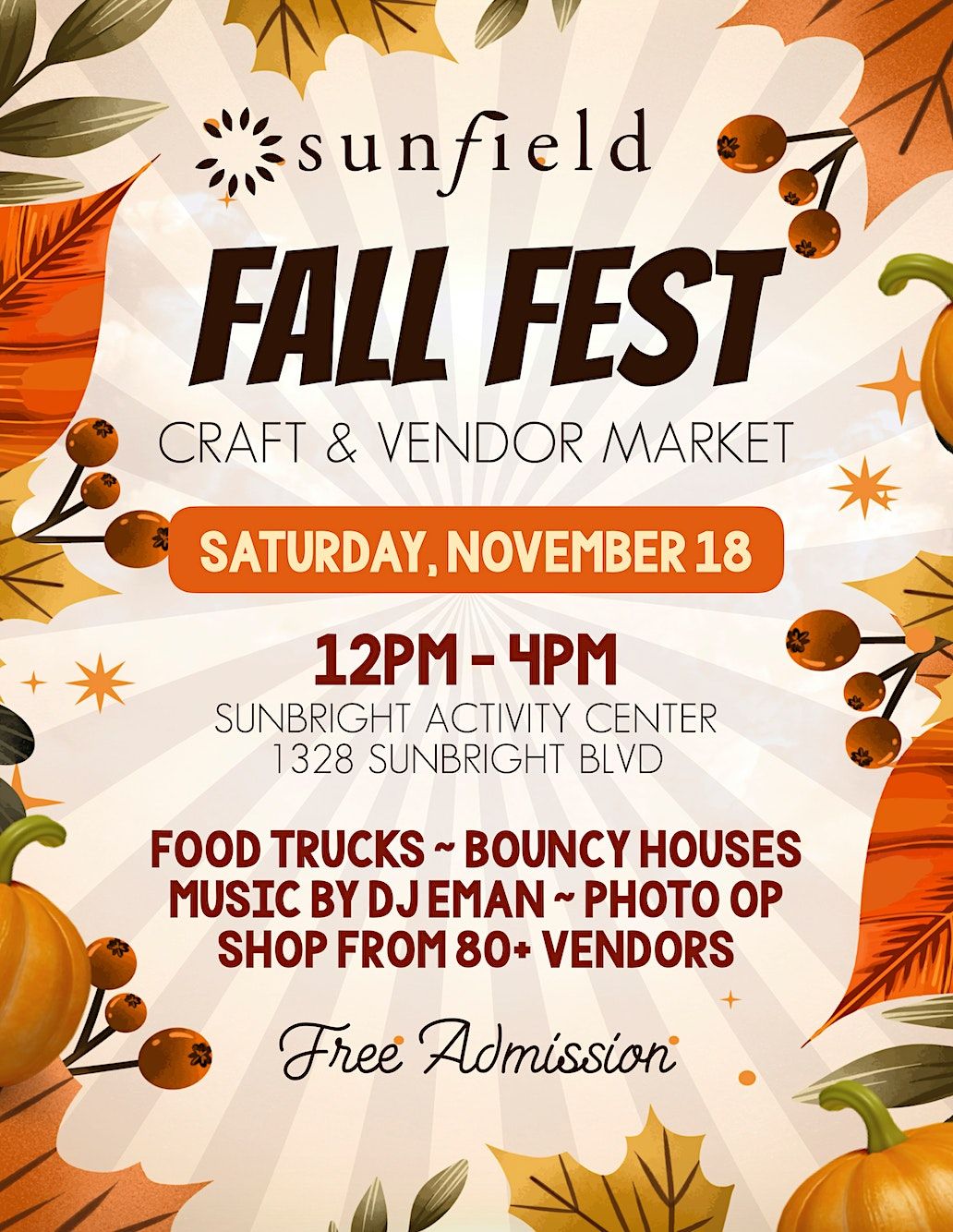 Sunfield 2023 Fall Fest Craft & Vendor Market, 1328 Sunbright Blvd