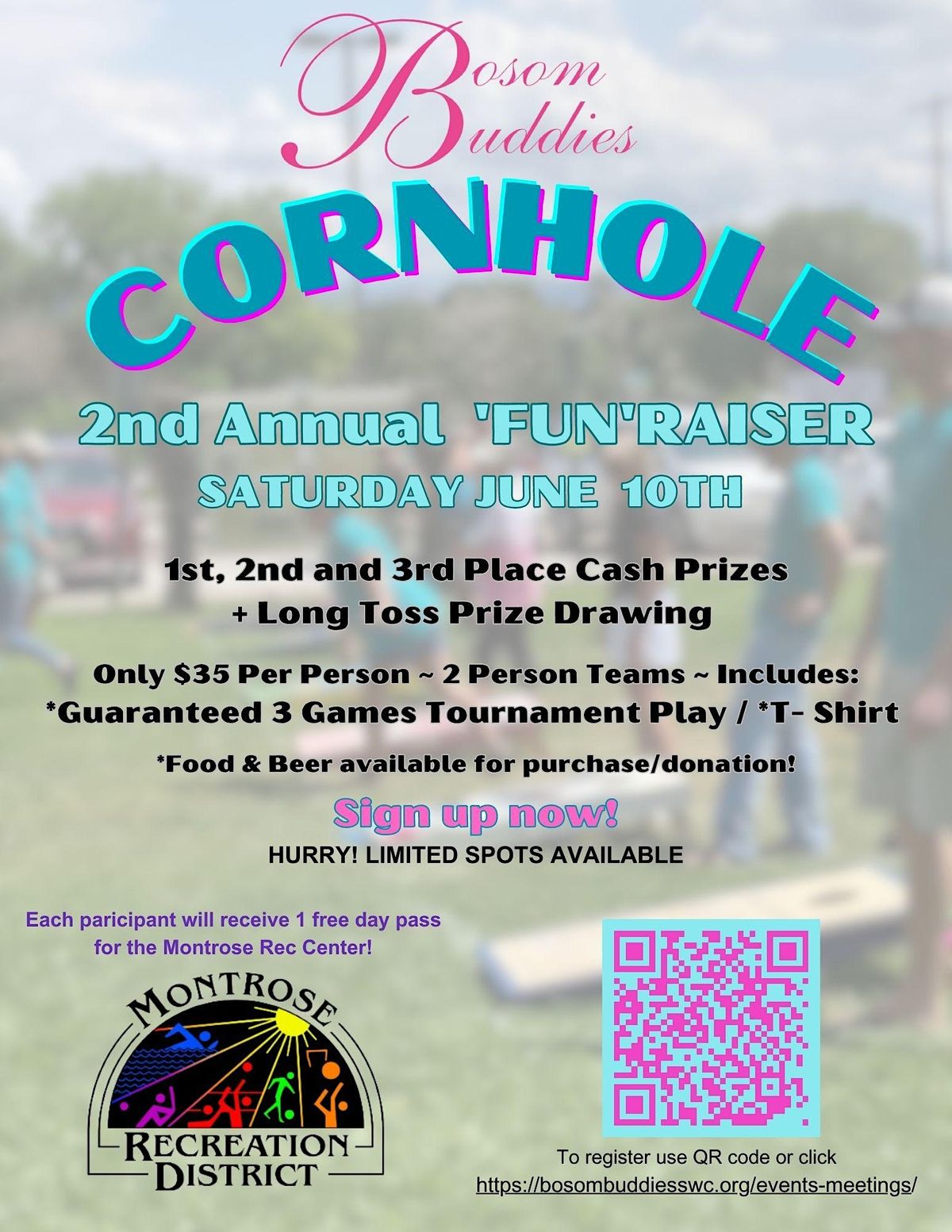 Bosom Buddies 2nd Annual Cornhole Tournament!, Montrose Community