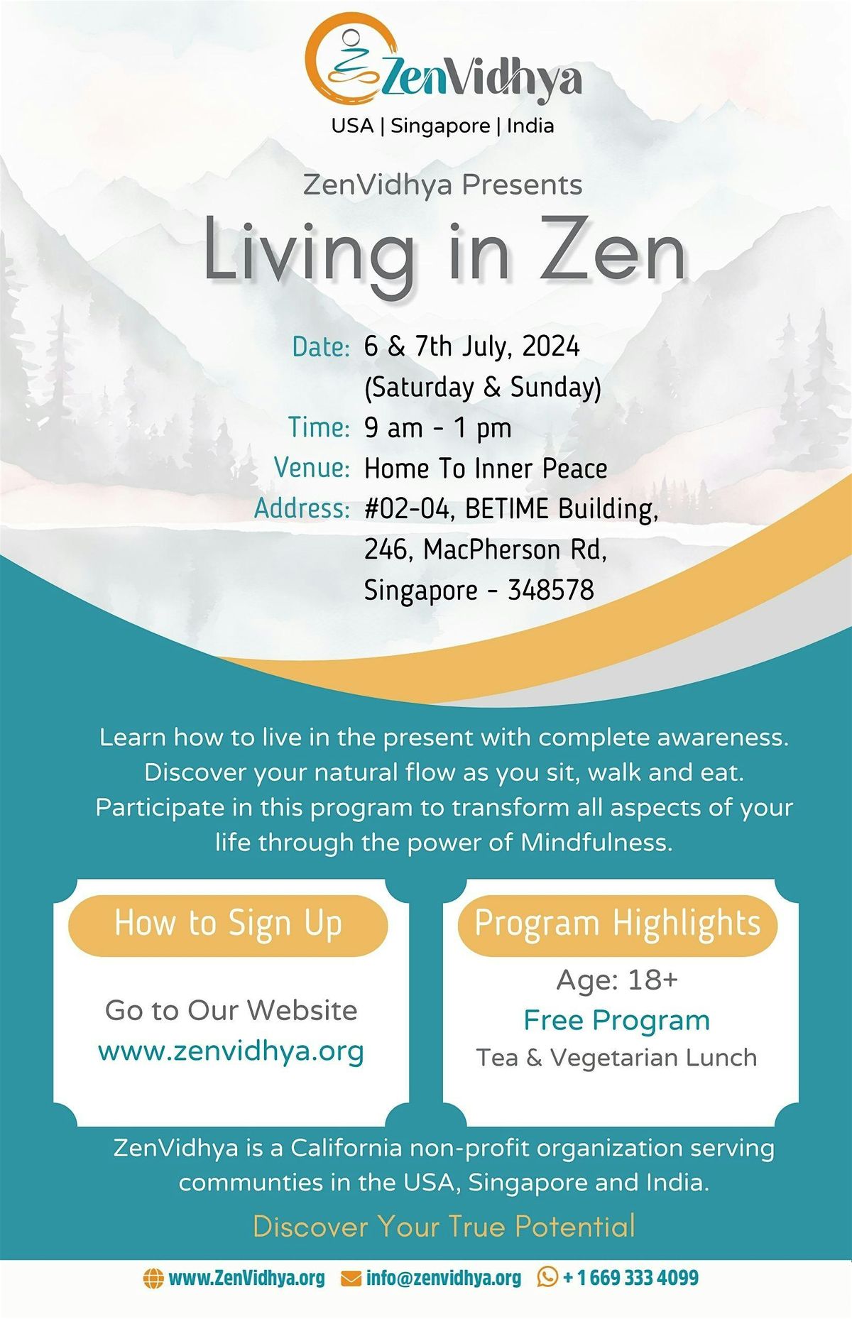 Betime Building LIVING IN ZEN - 2 Days Mindfulness Retreat Program In Singapore, BETIME ...