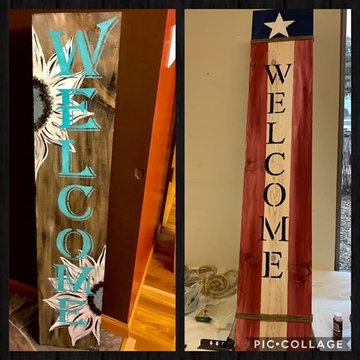 Paint on wood signs the Funny Farm, The Funny Farm Flea Market & More