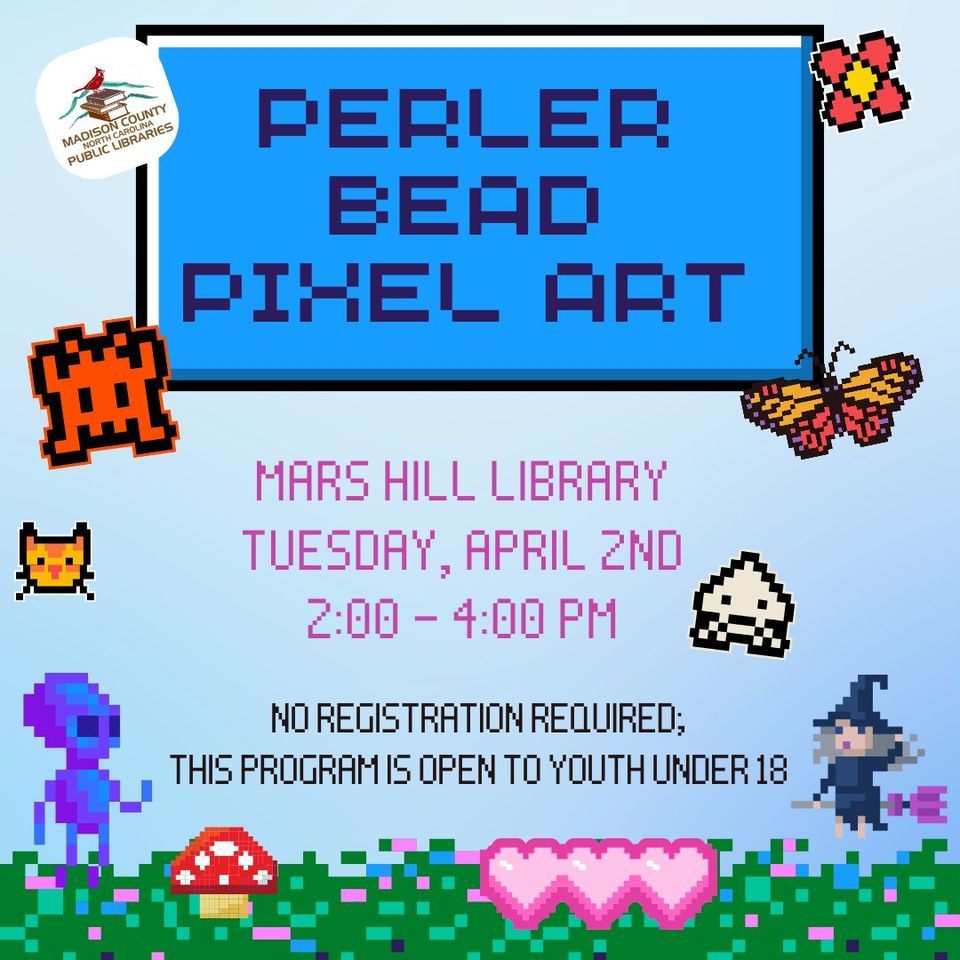 Perler Bead Art Program, Mars Hill Branch Library, 2 April 2024