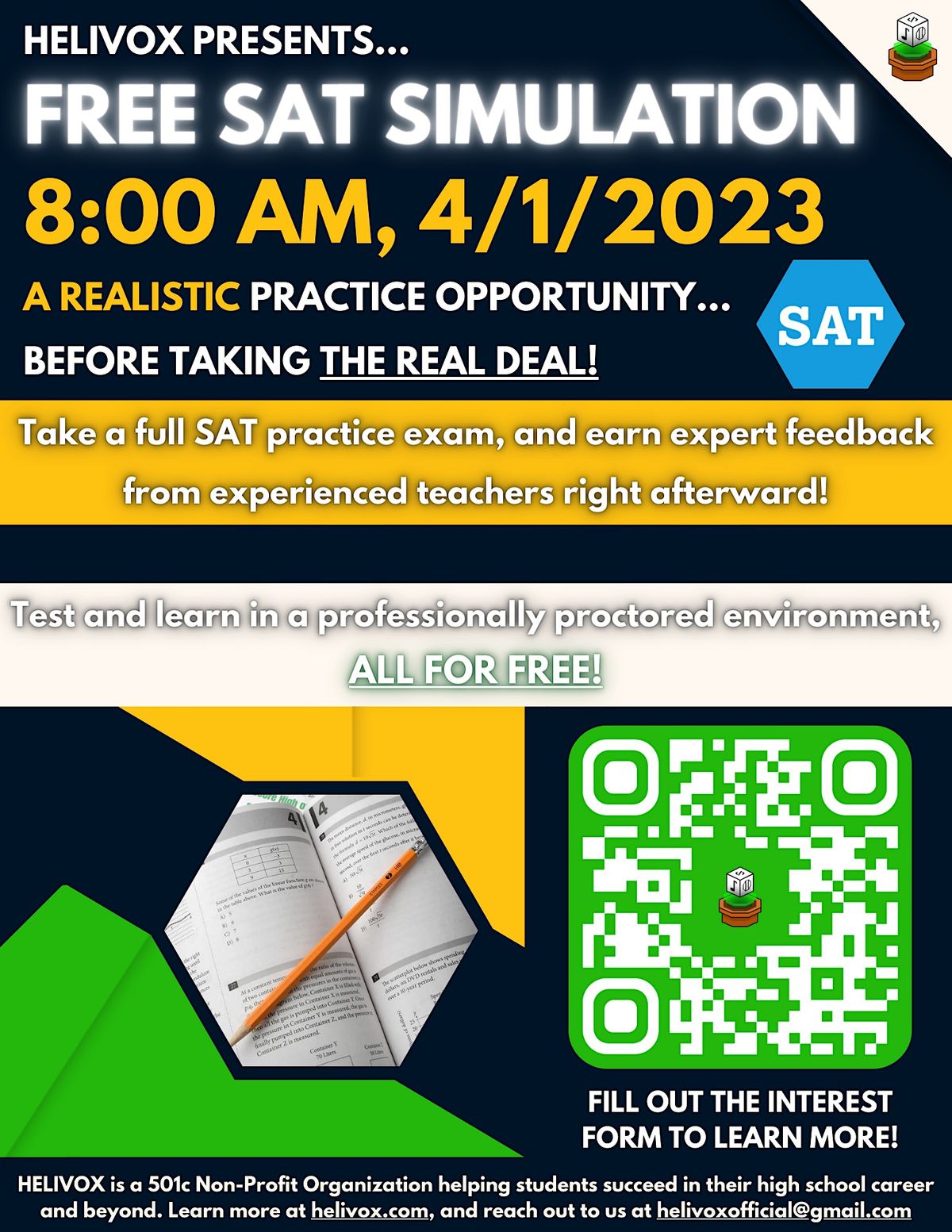 Helivox FREE SAT Simulation, Troy Community Center, 1 April 2023